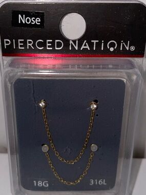 Spencer's Gold-Tone Double Chain Nose Ring with Faux Pearls
